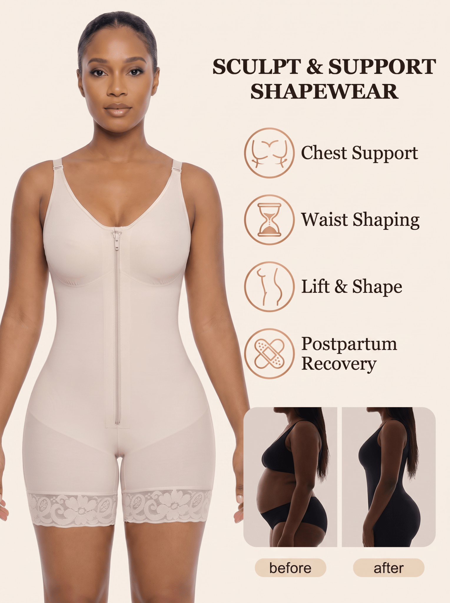 Stage 2 Sculpt & Support Faja — Built-In Bra Compression Bodysuit - Bellanise